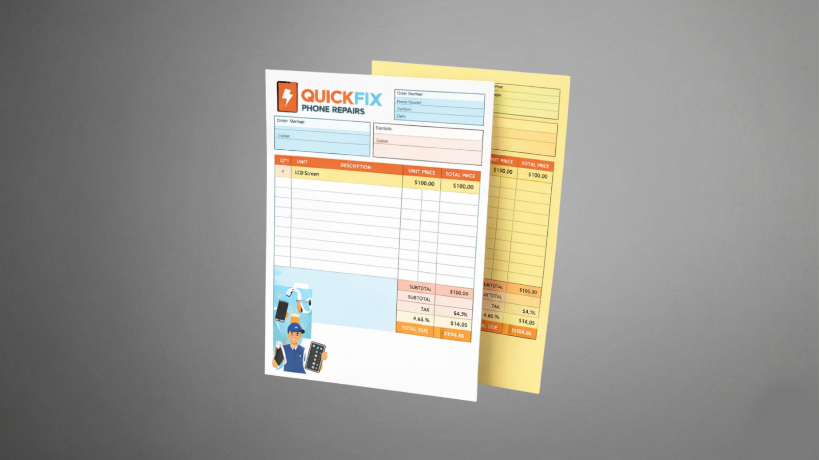 2-Part Carbonless Invoice Forms